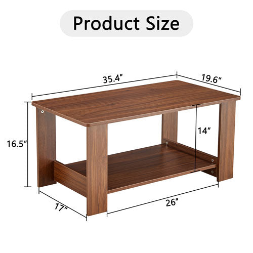 Minimalist Double Layered Rectangular Wooden Table (Walnut)