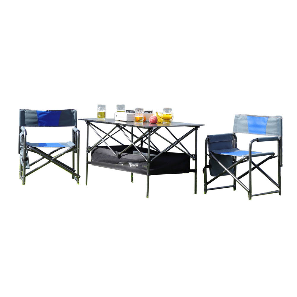 Outdoor Roll up Table & Folding Chair (Set of 3)