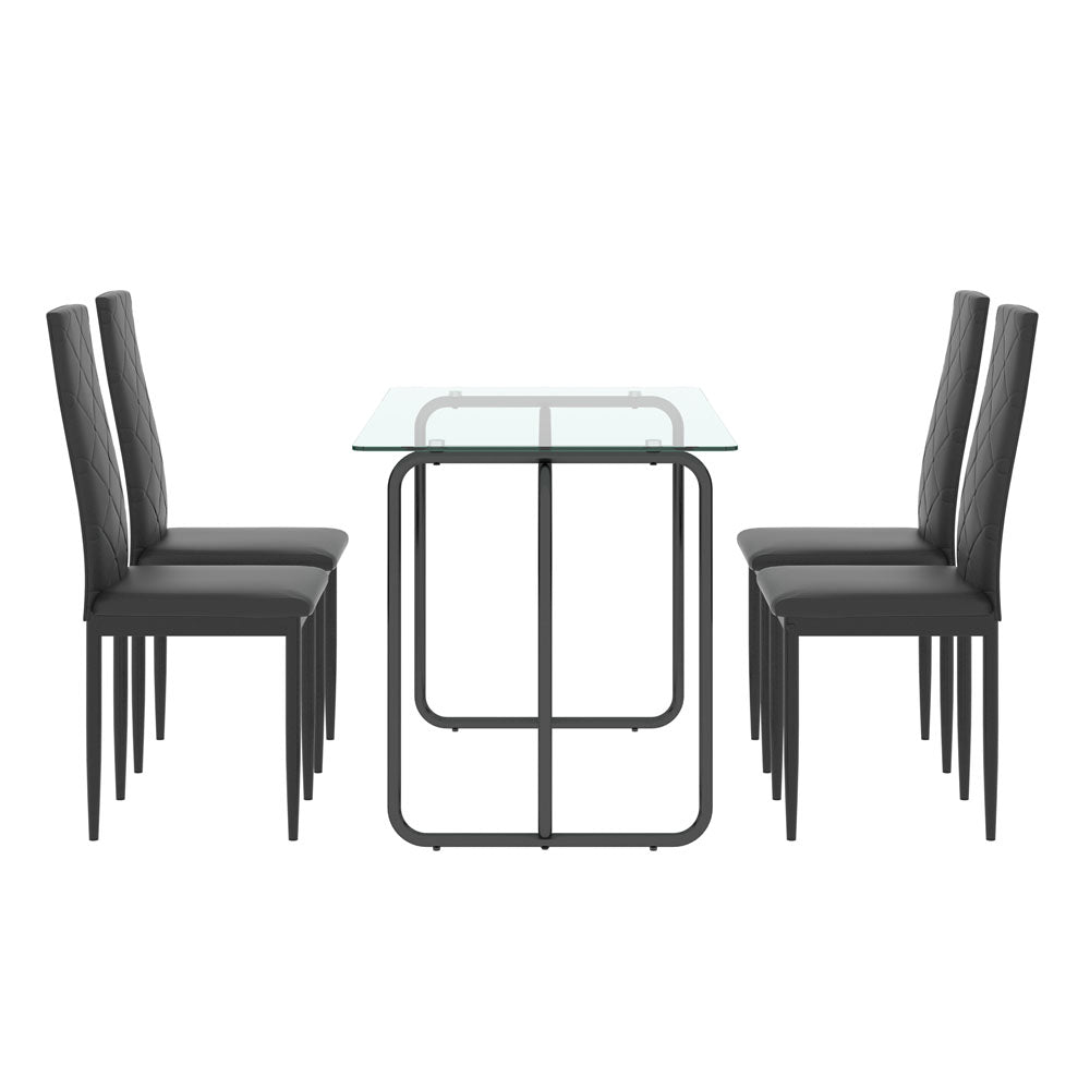 Rectangular Glass Dining Table & Chair Set (Set of 5)