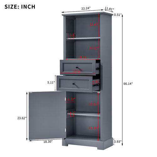 Tall Bathroom Storage Cabinet (Grey)