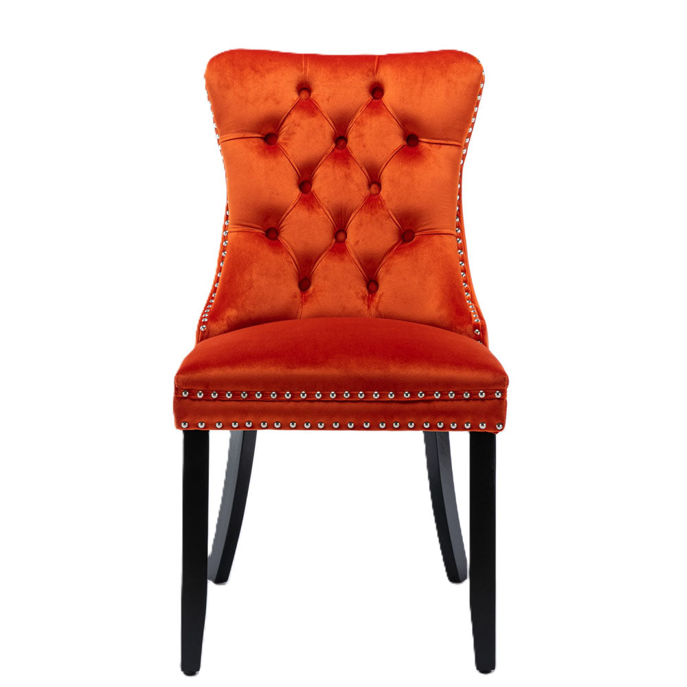 Tufted Velvet Chair with Chrome Metal Legs 2pcs