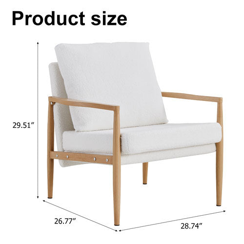 Comfortable Ergonomic Velvet Lounge Side Chair (White)