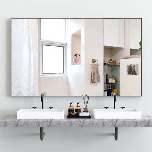 36x60 Inch Silver-Framed Modern Oversized Mirror