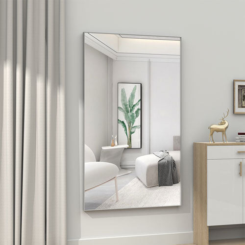 36x60 Inch Silver-Framed Modern Oversized Mirror