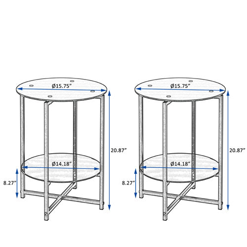 Modern Designed Glass Round Coffee & End Table (Black)