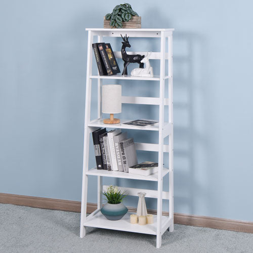 5 Tier Wooden Staircase Bookcase Ladder (White)