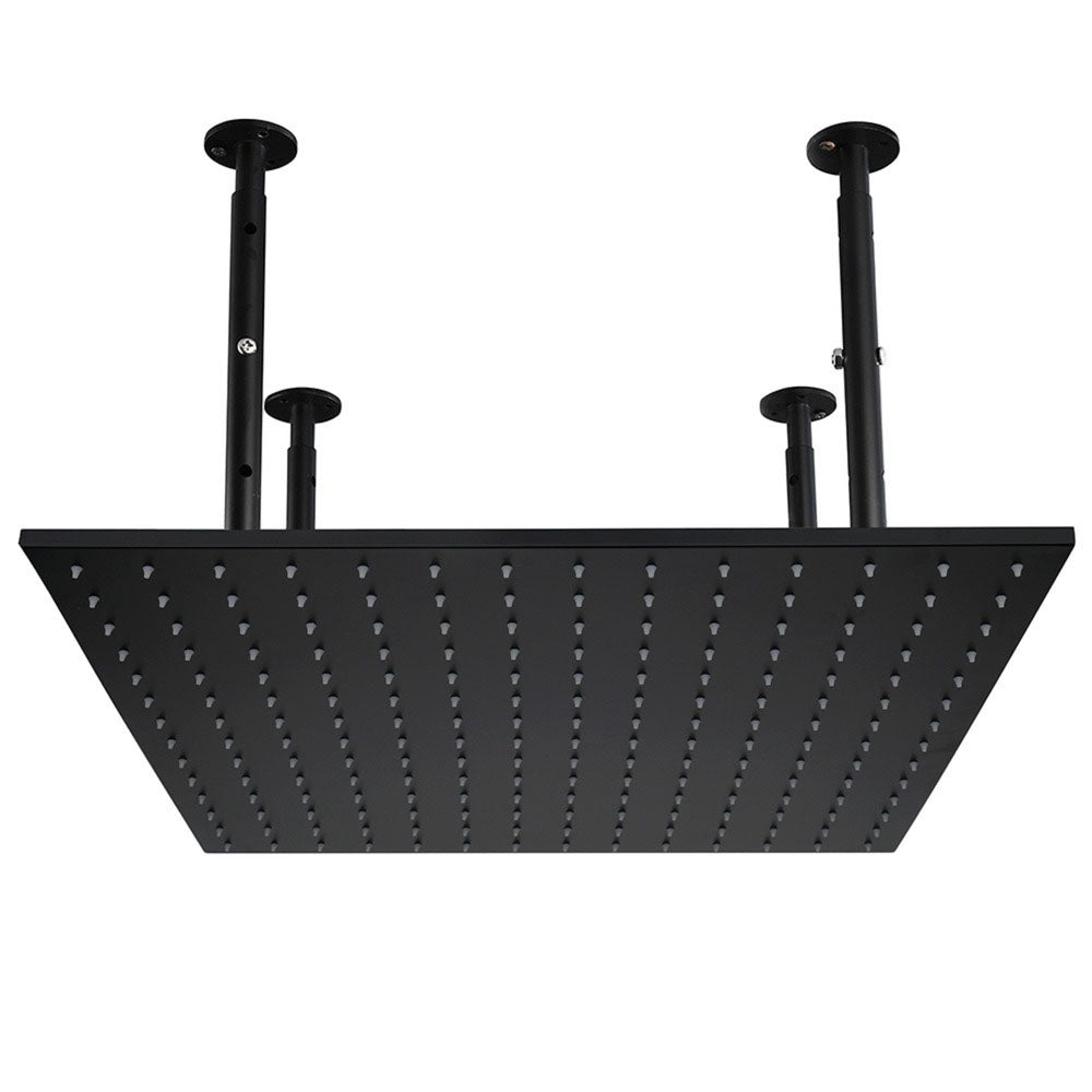 High Pressure Rain Shower Head w/ Self-Clean Nozzles (Black)