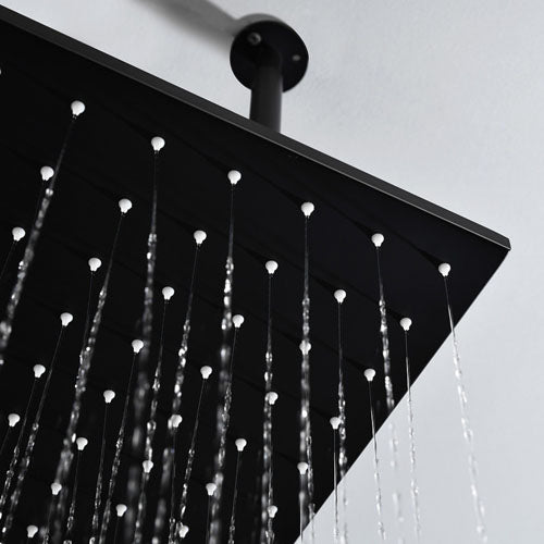 High Pressure Rain Shower Head w/ Self-Clean Nozzles (Black)