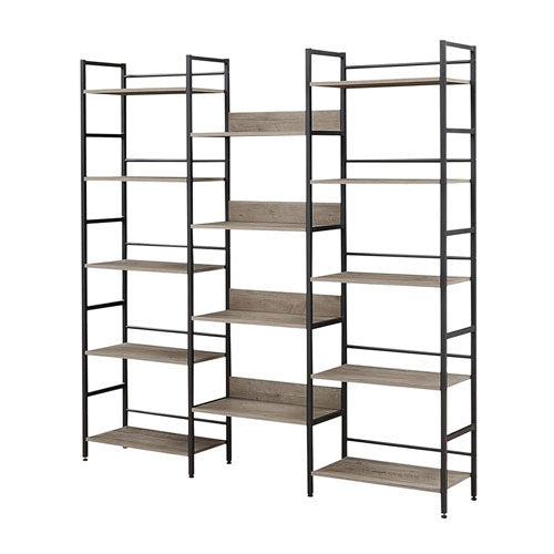 Triple Wide 5-Tier Industrial Bookshelf