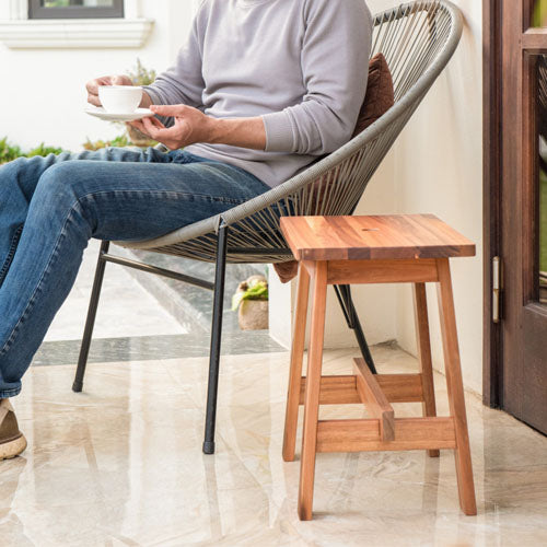 Acacia Wood Rectangular Stool