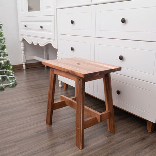 Acacia Wood Rectangular Stool