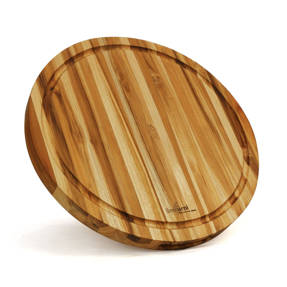 Round Teak Cutting Board Set 15.75"