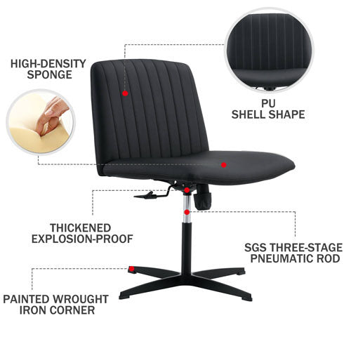 Modern Height Adjustable PU Office Swivel Chair (Black)