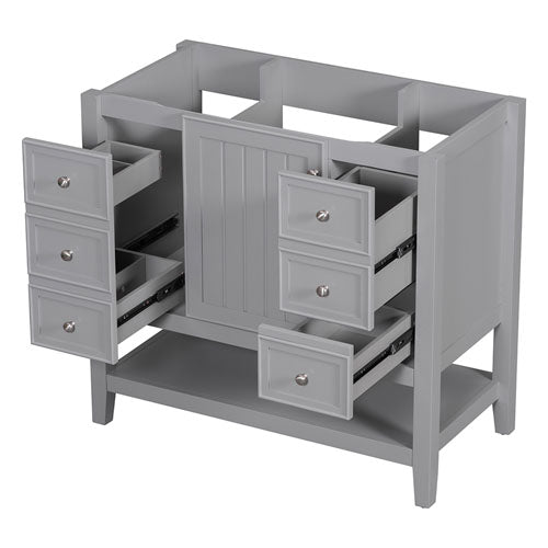 Vanity Base with Cabinet & 3 Drawers 36" (Grey)