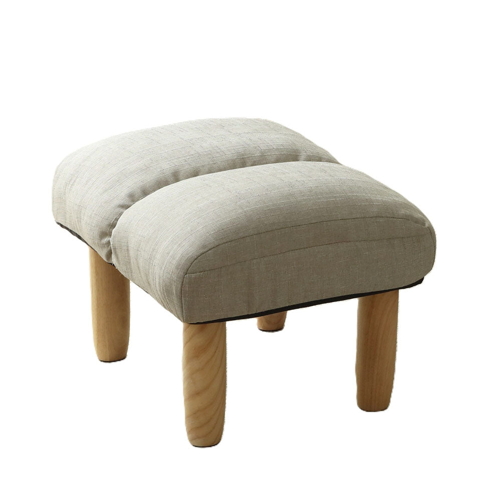 Modern Linen Ottoman Foot Stool with Wooden Finish (Grey)