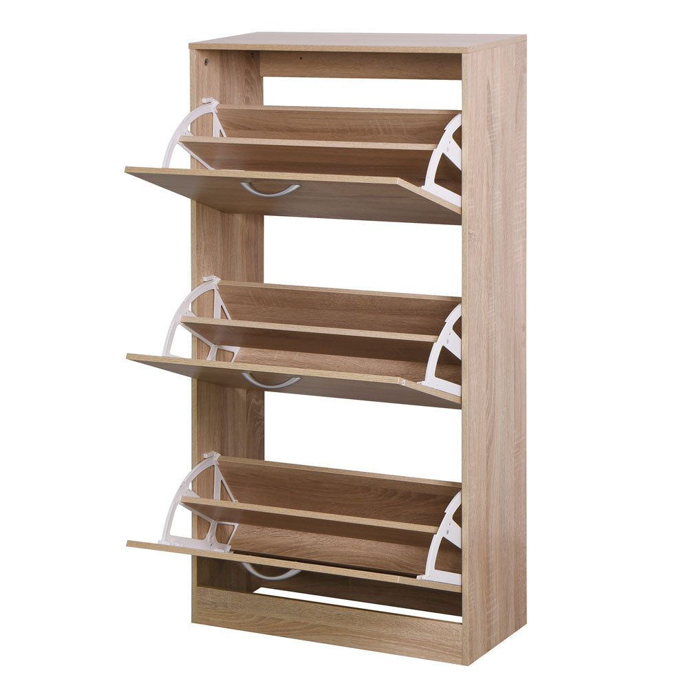 3 Layers Entryway Free Standing Wooden Shoe Rack