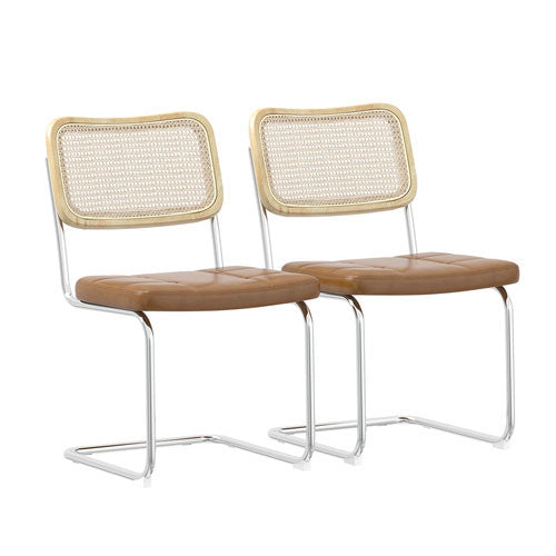 PU Leather Dining Chair w/ Sponge Rattan (Set of 2)