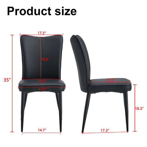 Simple PU Leather Upholstered Kitchen Dining Chair (Black)