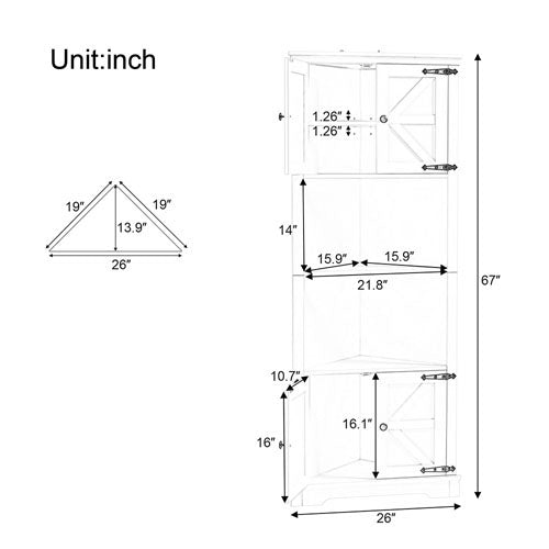 Tall Corner Bathroom Cabinet (White)