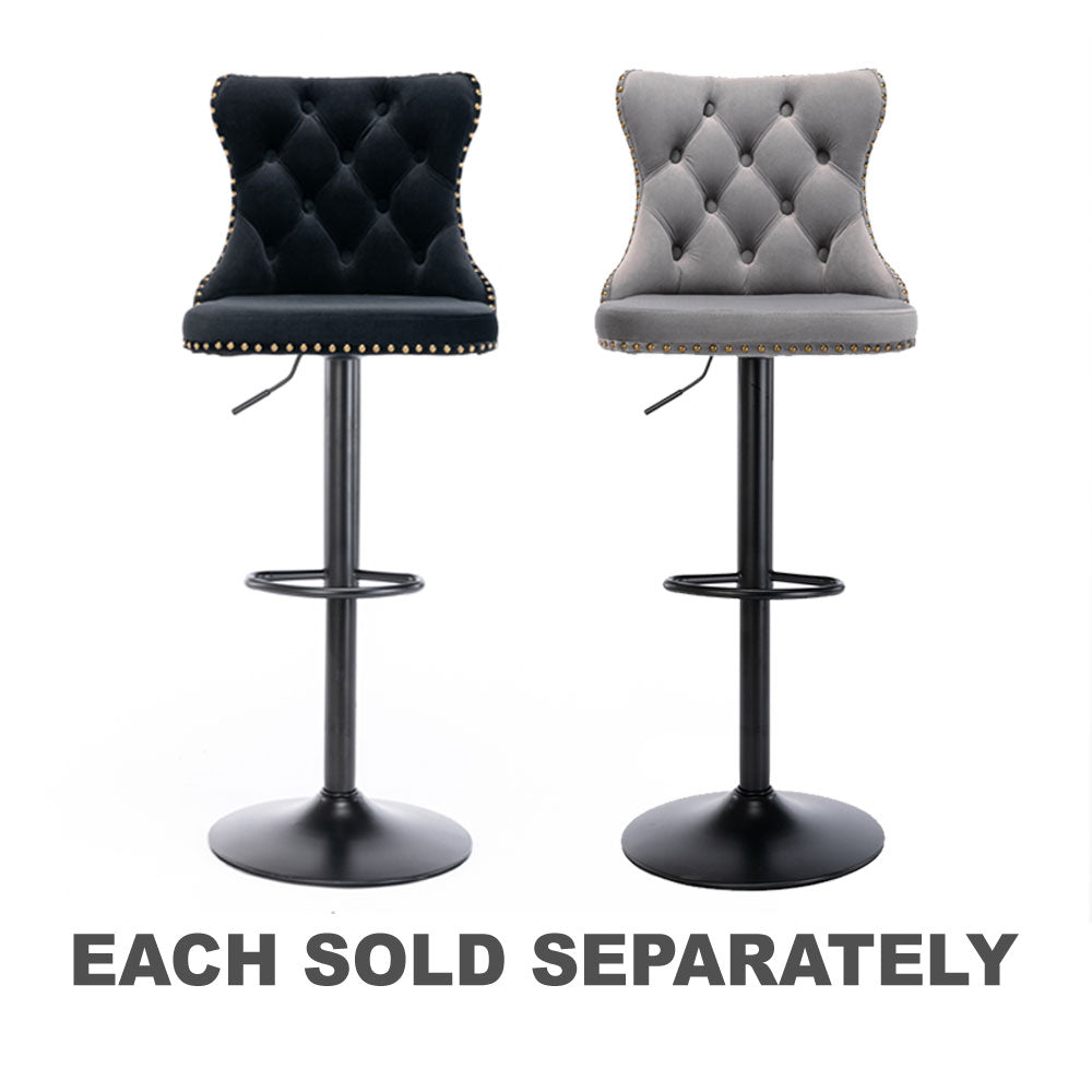 Modern Tufted Velvet Armless Bar Stools w/ Back Rest