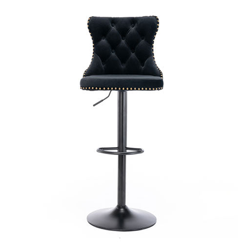 Modern Tufted Velvet Armless Bar Stools w/ Back Rest