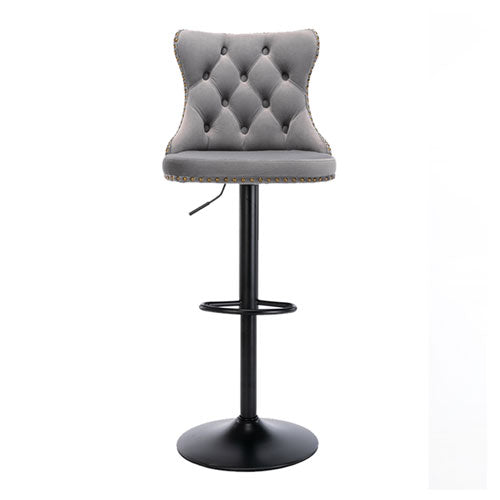 Modern Tufted Velvet Armless Bar Stools w/ Back Rest