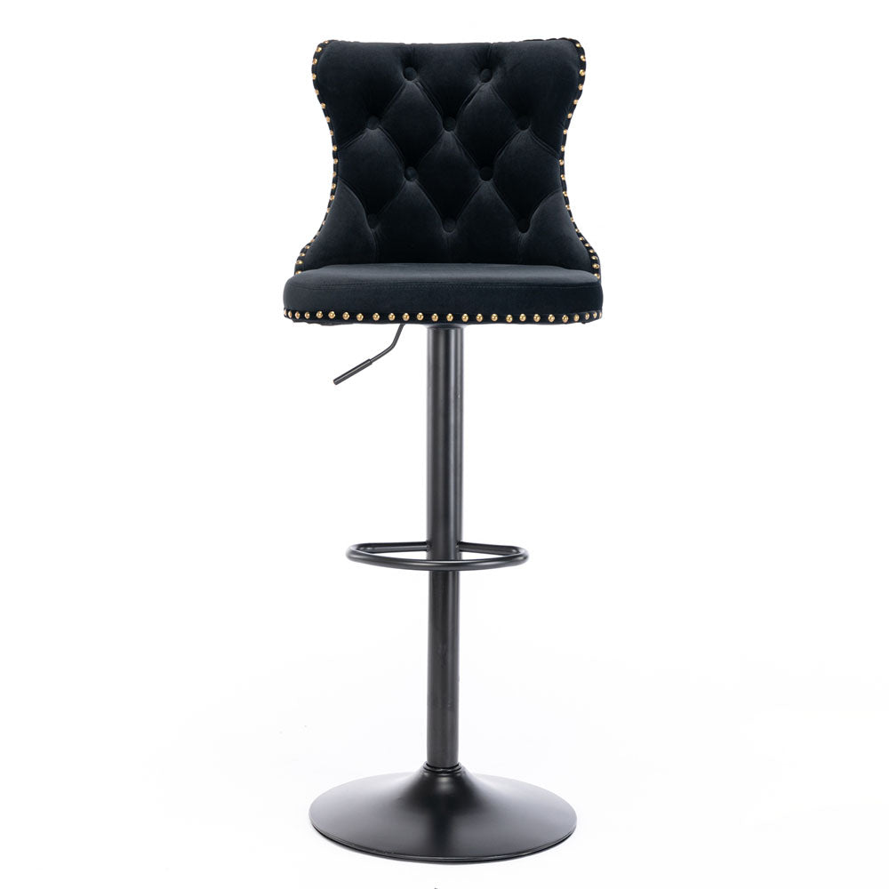 Modern Tufted Velvet Armless Bar Stools w/ Back Rest