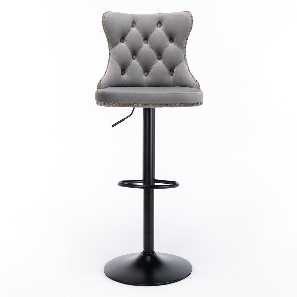 Modern Tufted Velvet Armless Bar Stools w/ Back Rest