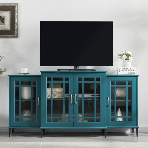 62" TV Stand Buffet Sideboard Cabinet (Teal Blue)