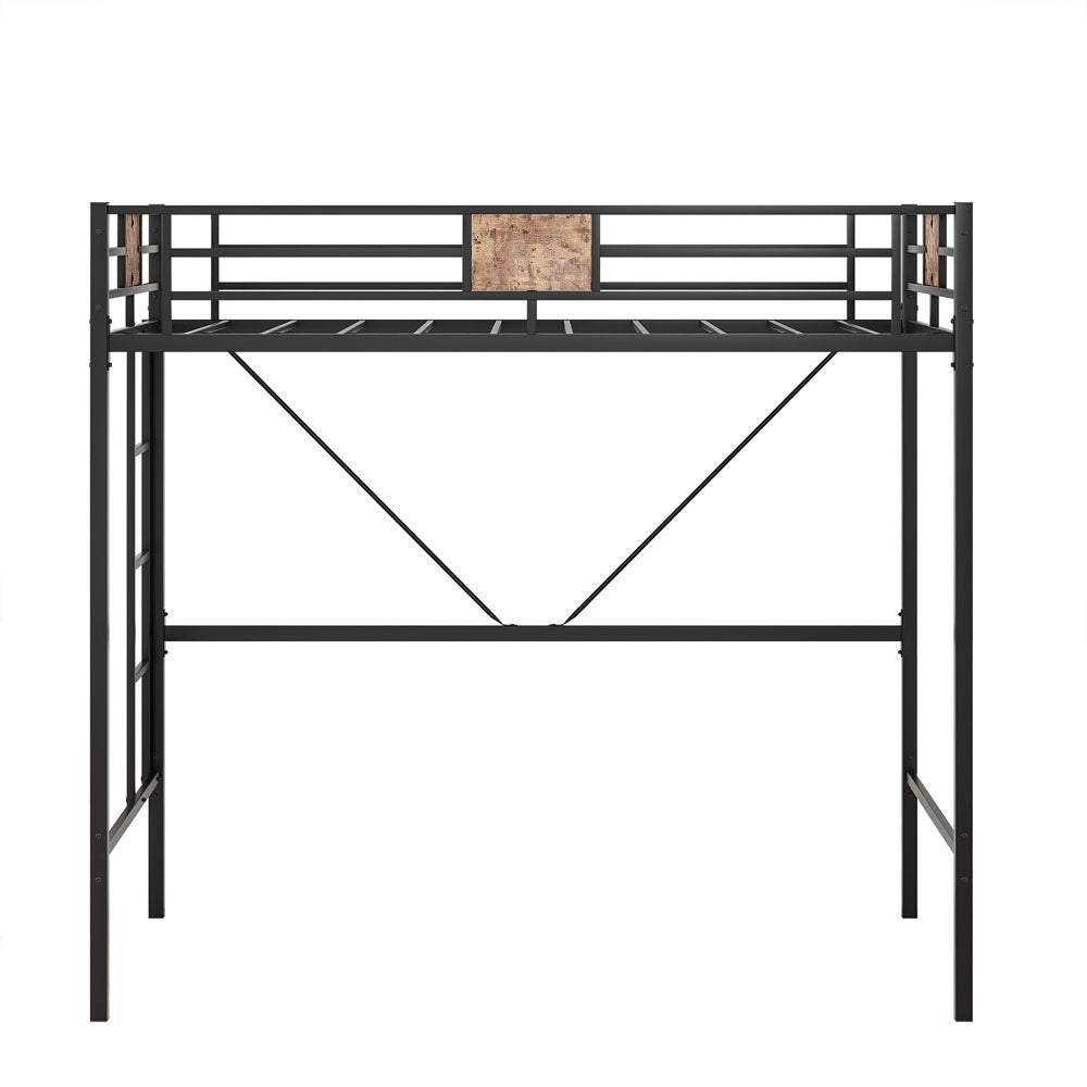 Twin Sized Full Metal Loft Bedframe with Stairs & Rail