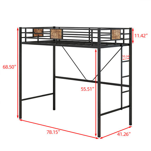 Twin Sized Full Metal Loft Bedframe with Stairs & Rail