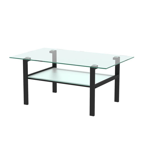 Double Layer Glass Coffee Table w/ Metal Legs