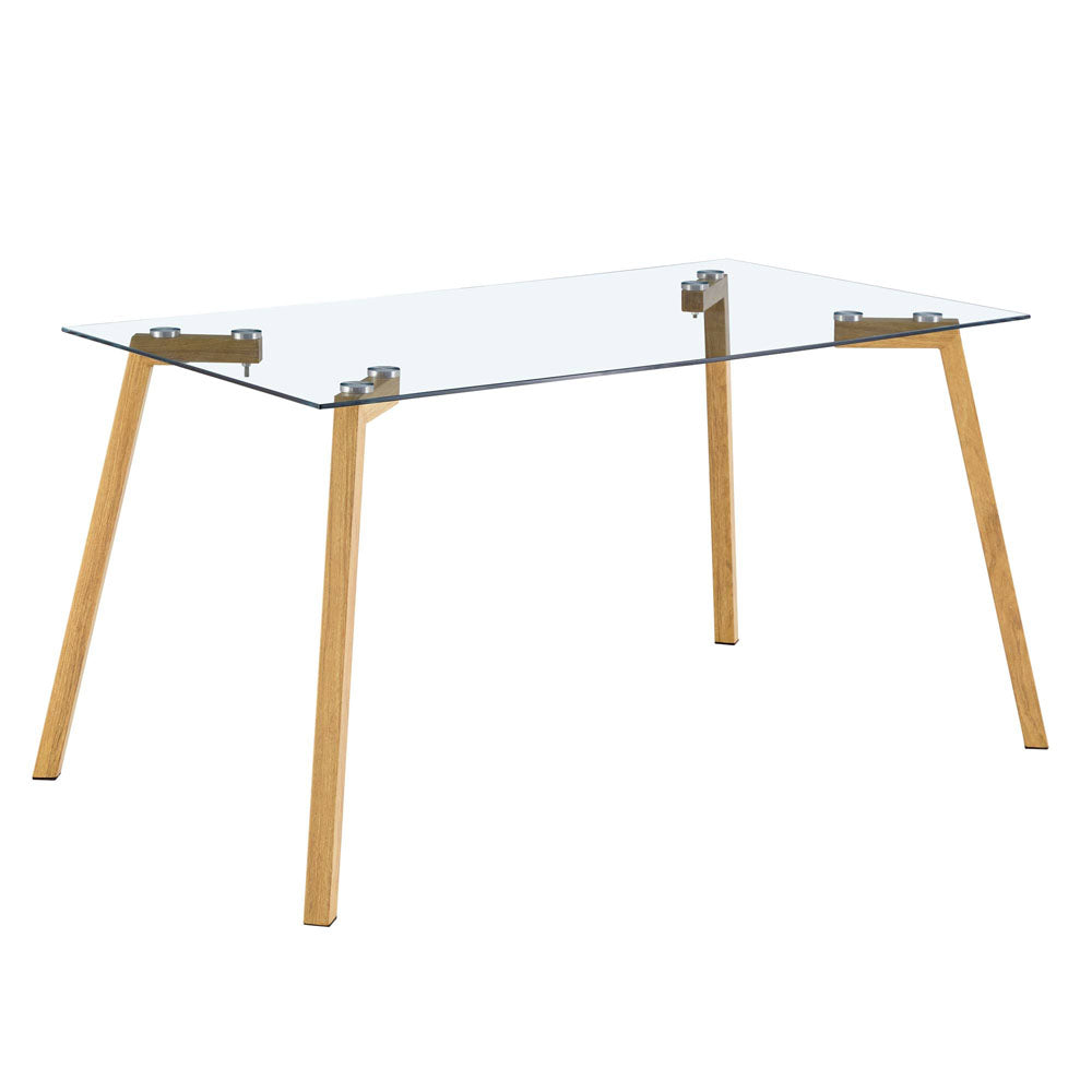 Minimalist Rectangular Glass Dining Table with Metal Legs