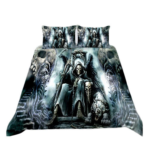 3D Printed Skull Design Bedding Set