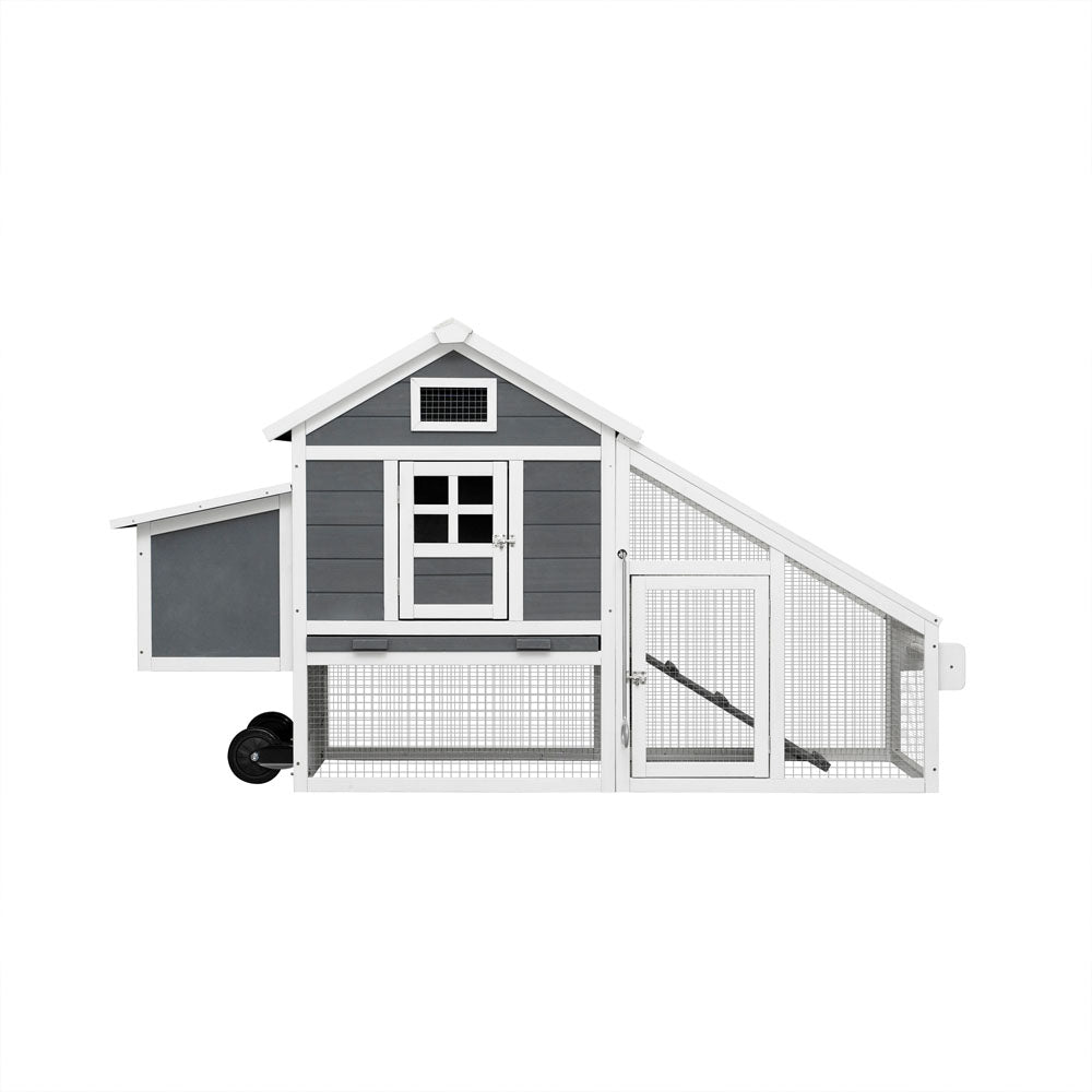 Chicken Coop with Removable Tray & Ramp (Grey)