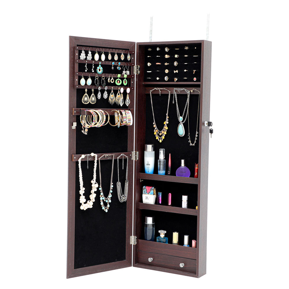 Wall Hanging Full Body Mirror with Jewelry Cabinet