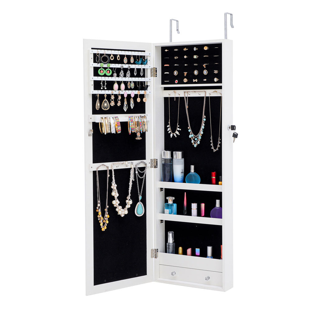 Wall Hanging Full Body Mirror with Jewelry Cabinet