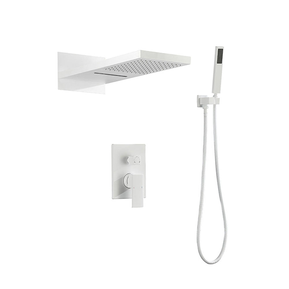 Shower System w/ Waterfall Rainfall Shower Head (White)