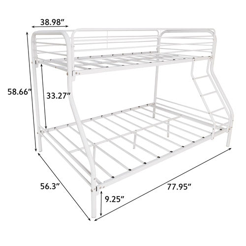 Heavy Duty Twin Sized Full Metal Bunk Bed with Rail