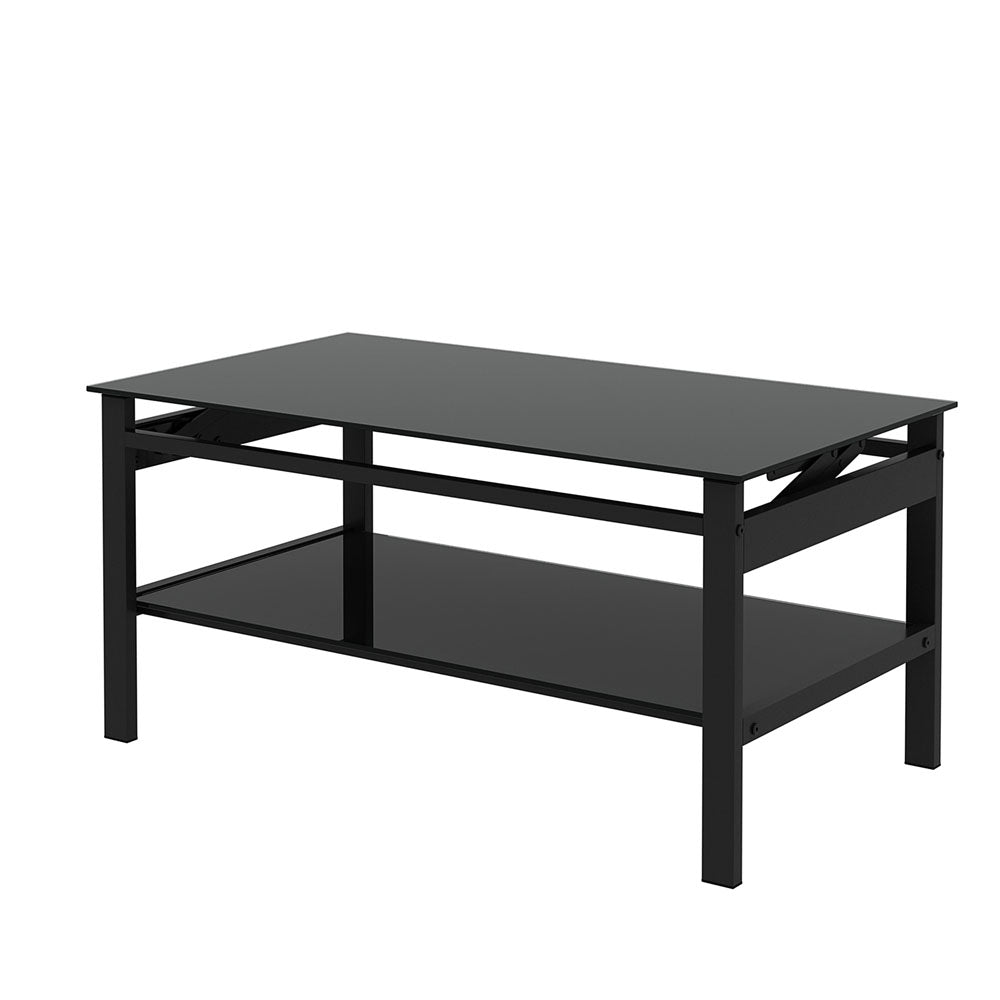 2 Layers Modern Designed Glass Coffee Table (Black)