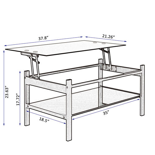 2 Layers Modern Designed Glass Coffee Table (Black)