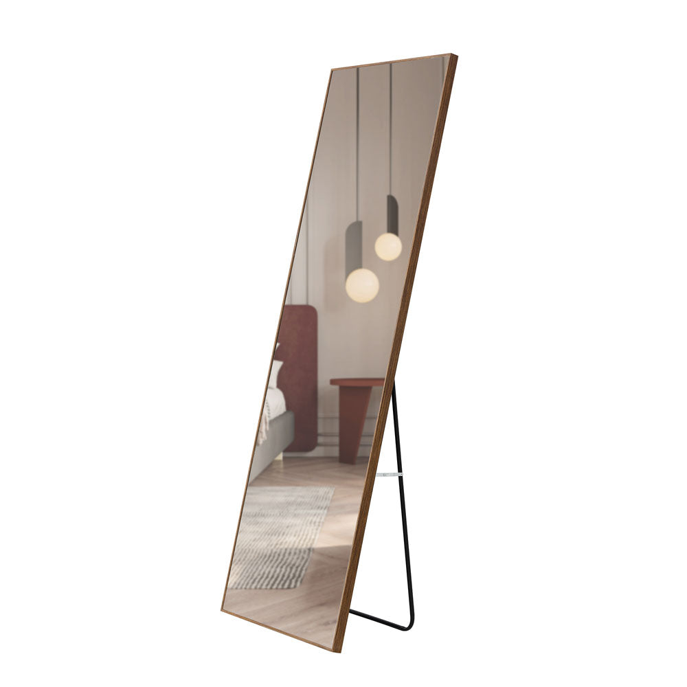 Solid Wood Frame Full Length Body Dressing Mirror (Brown)