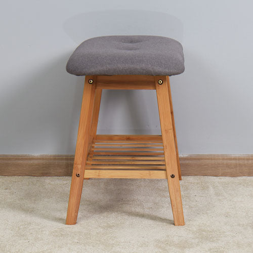 Wooden Shoe Storage Rack with Changing Stool (Natural)