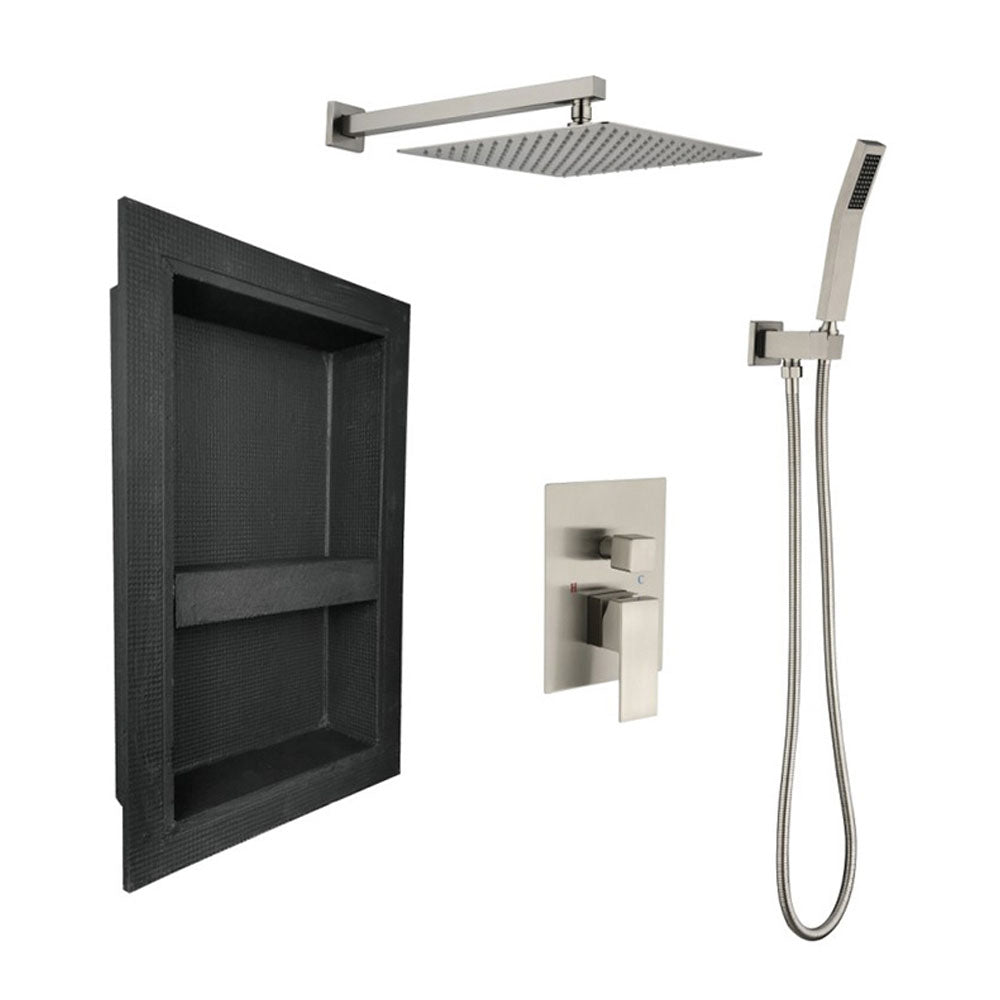 Brushed Nickel Shower System with Shower Hose