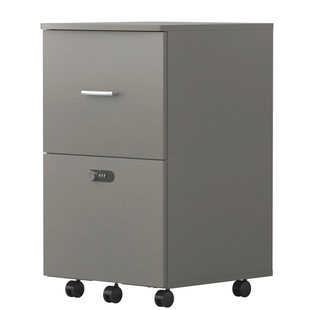 2 Drawers Small Rolling File Cabinet w/ Lock (Antique Grey)