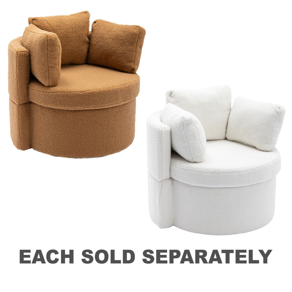 Teddy Fabric Swivel Lounge Chair with Pillow Set