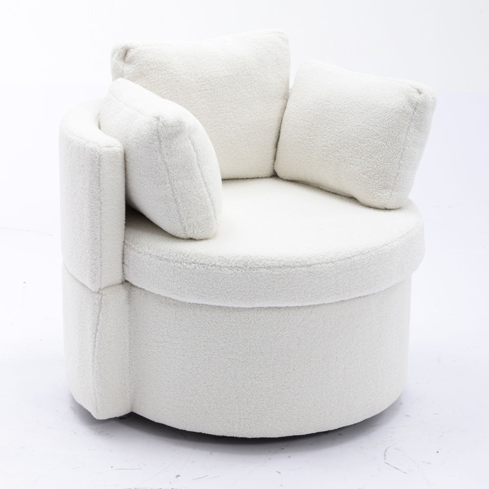 Teddy Fabric Swivel Lounge Chair with Pillow Set