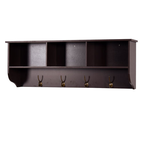 Entryway Coat Rack with 4 Dual Hooks & 3 Shelves