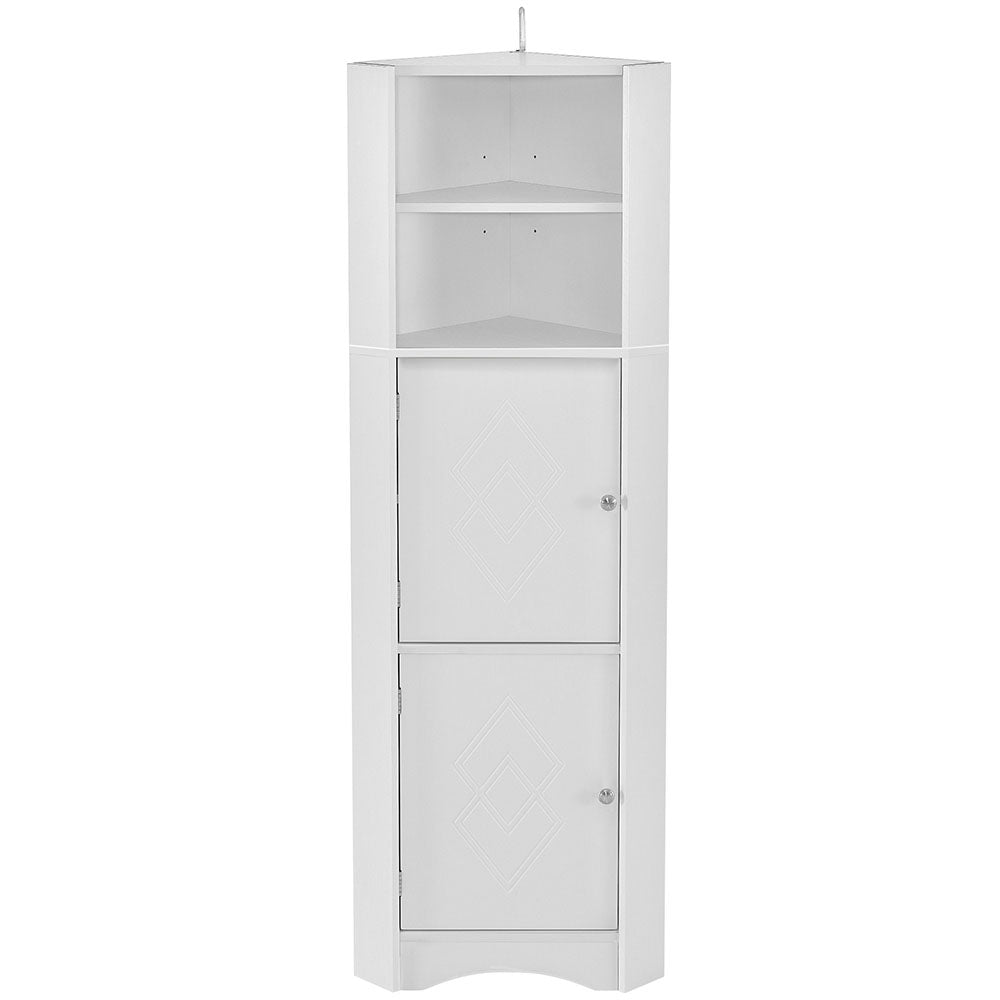 Tall Corner Bathroom Cabinet with Adjustable Shelves (White)