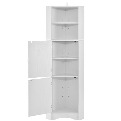 Tall Corner Bathroom Cabinet with Adjustable Shelves (White)